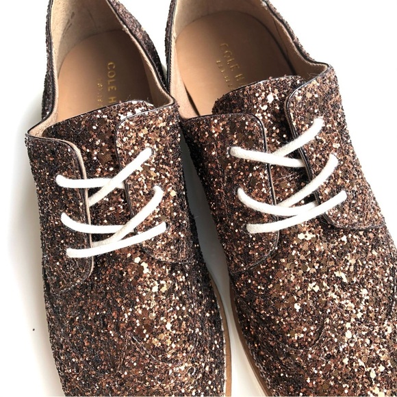 Cole Haan Grande OS Gold Metallic Sparkle Loafer Oxford Sneaker - Picture 4 of 10